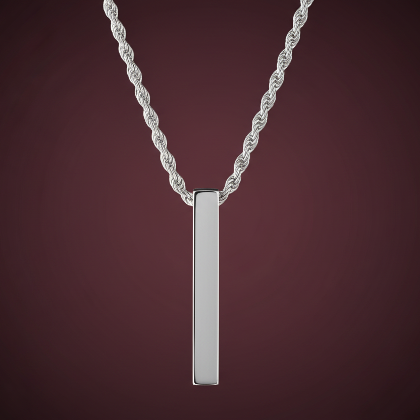 Silver Bar Pendant - Hanging
